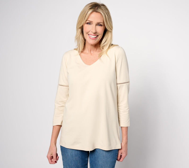 Belle by Kim Gravel Primabelle Knit Top with Ladder Stitch Trim — View 11