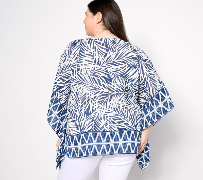 Belle Beach by Kim Gravel Seascape Boatneck Border Poncho — View 4