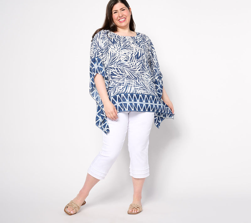 Belle Beach by Kim Gravel Seascape Boatneck Border Poncho — View 5