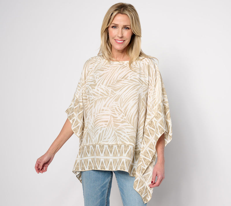 Belle Beach by Kim Gravel Seascape Boatneck Border Poncho — View 10