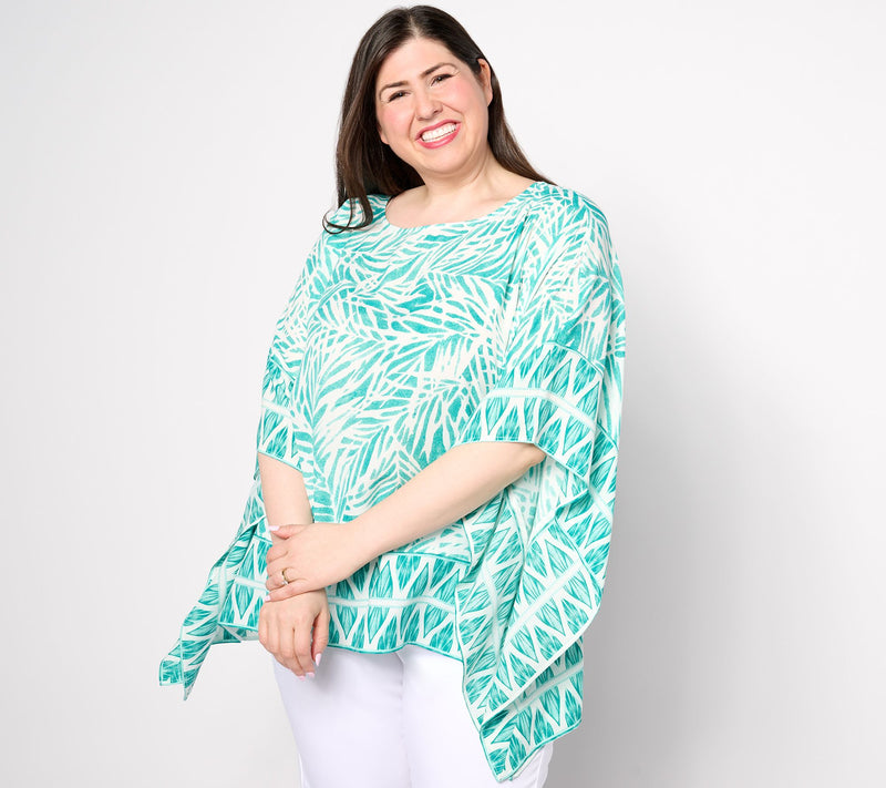 Belle Beach by Kim Gravel Seascape Boatneck Border Poncho — View 12