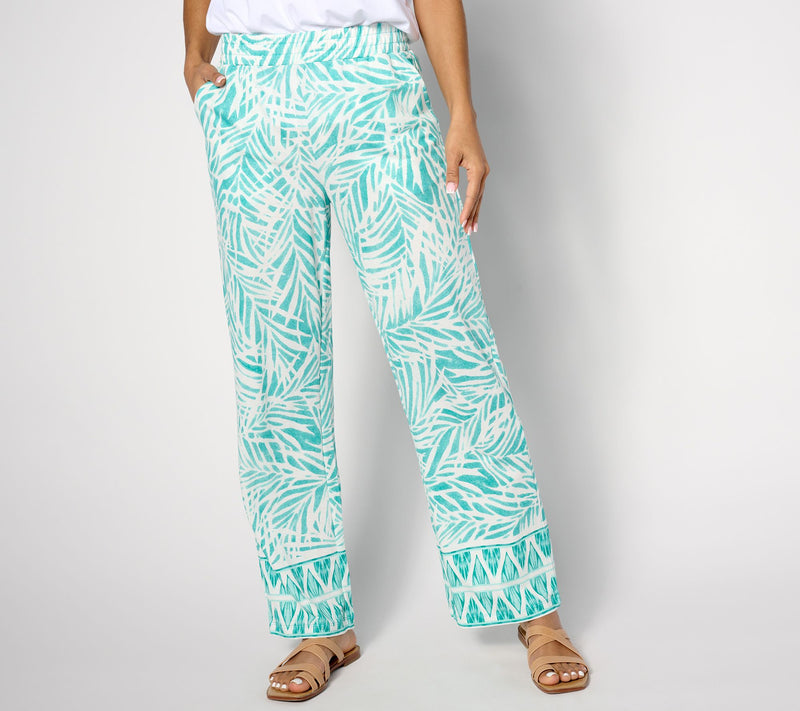 Belle Beach by Kim Gravel Cabana Knit Seascape Border Beach Pant, Tal — View 4