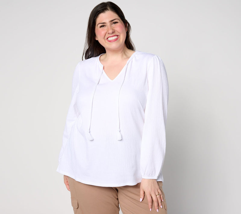 Belle by Kim Gravel Packabelle Tassel Peasant Top — View 13