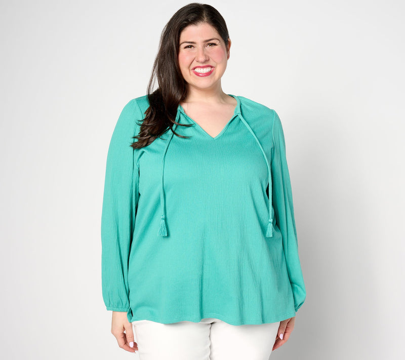 Belle by Kim Gravel Packabelle Tassel Peasant Top — Main view