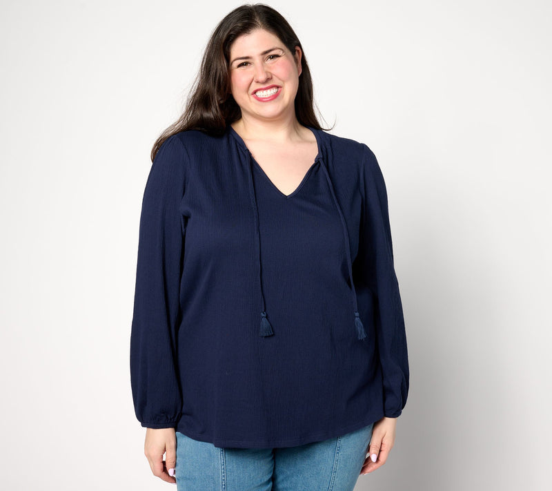 Belle by Kim Gravel Packabelle Tassel Peasant Top — View 15