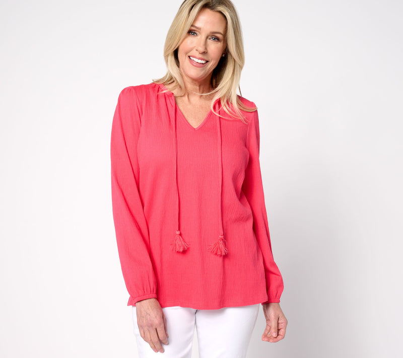 Belle by Kim Gravel Packabelle Tassel Peasant Top — View 5