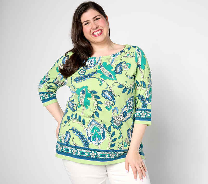 Belle by Kim Gravel TripleLuxe Knit Pretty in Paisley Top — Main view