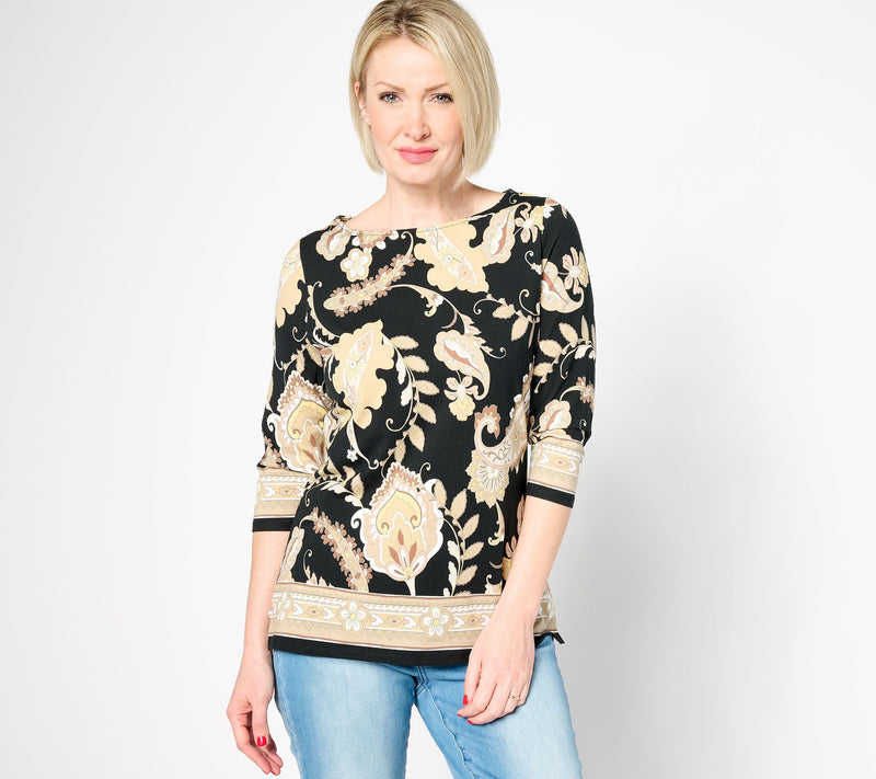 Belle by Kim Gravel TripleLuxe Knit Pretty in Paisley Top — View 9