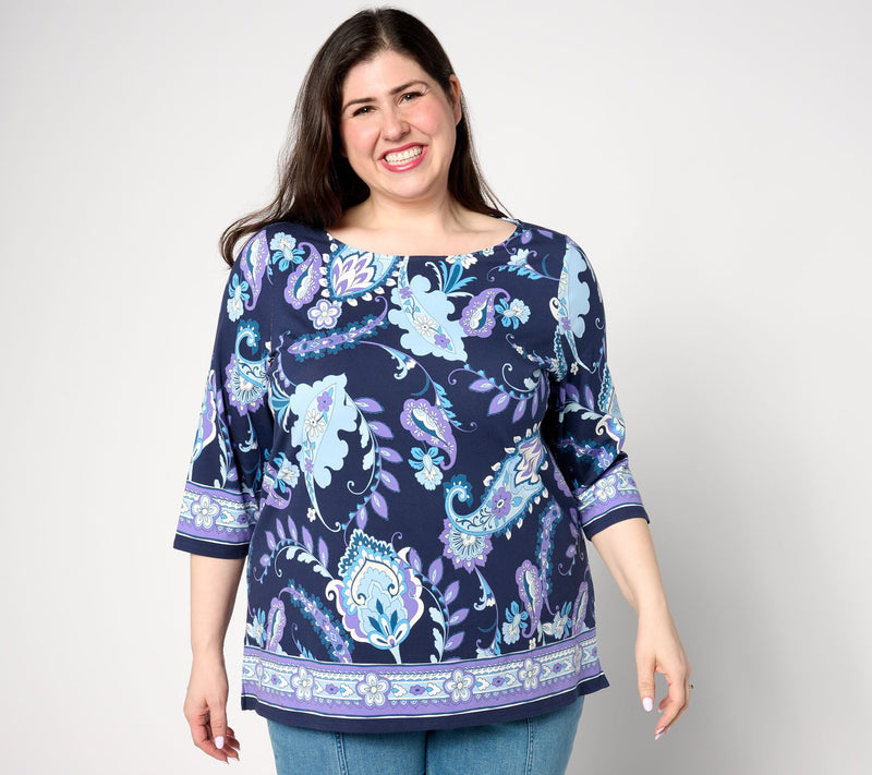 Belle by Kim Gravel TripleLuxe Knit Pretty in Paisley Top — View 7