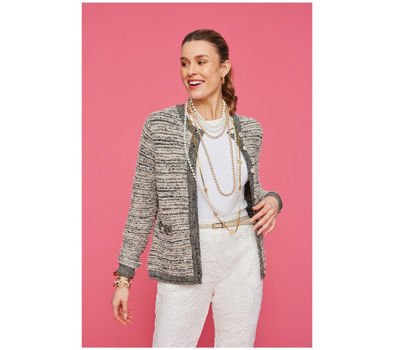 Isaac Mizrahi Live! Charming Eyelash Cardigan with Crew Neckline — View 13