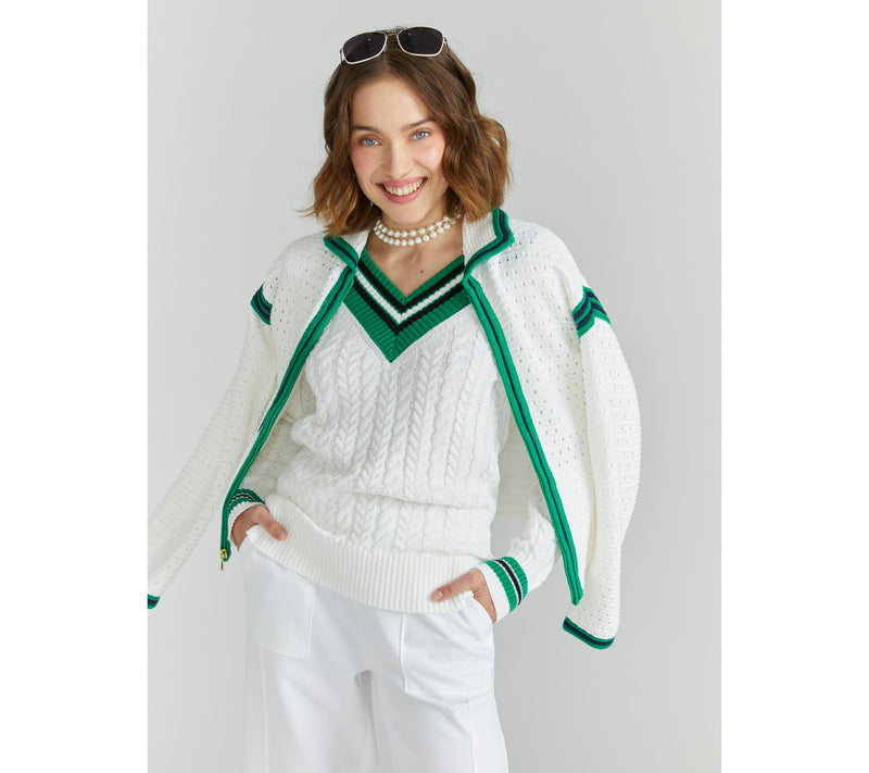 Isaac Mizrahi Live! Clubhouse Crochet Zip Front Sweater Cardigan — View 8