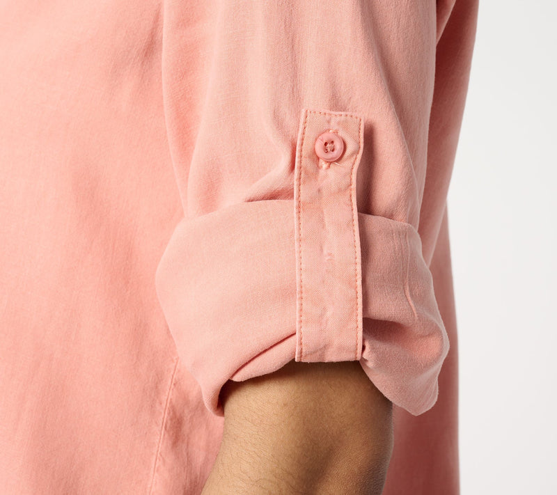 Side Stitch Button-Down Roll-Tab Tunic — View 4
