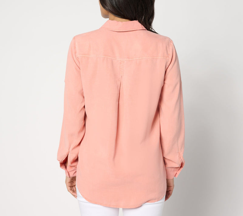 Side Stitch Button-Down Roll-Tab Tunic — View 2