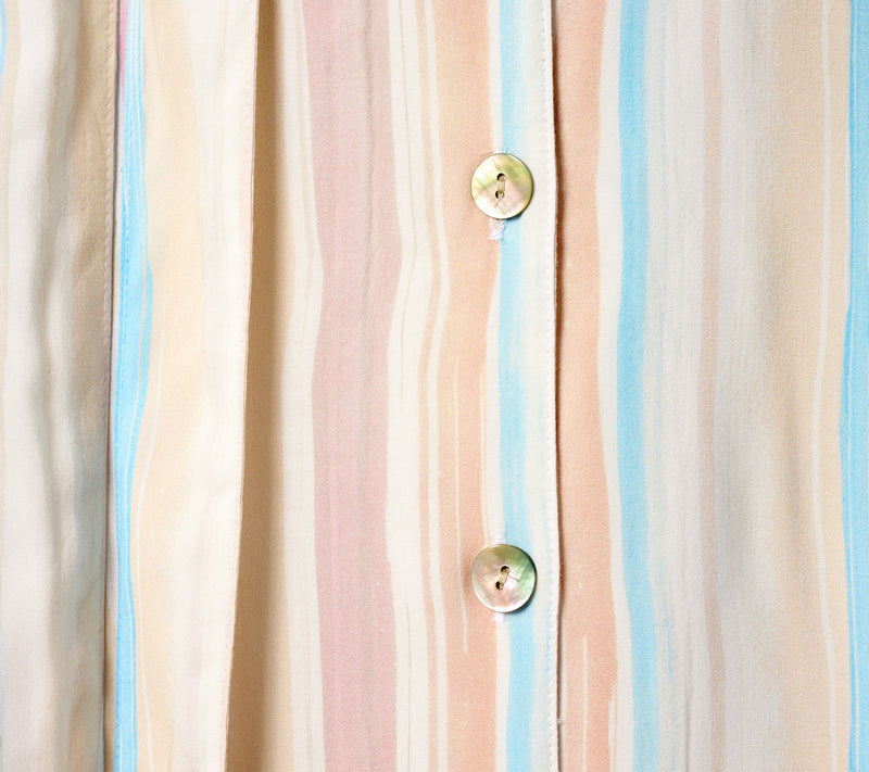 Side Stitch Short-Sleeve Button-Front Midi Dress - Desert Stripes — View 4