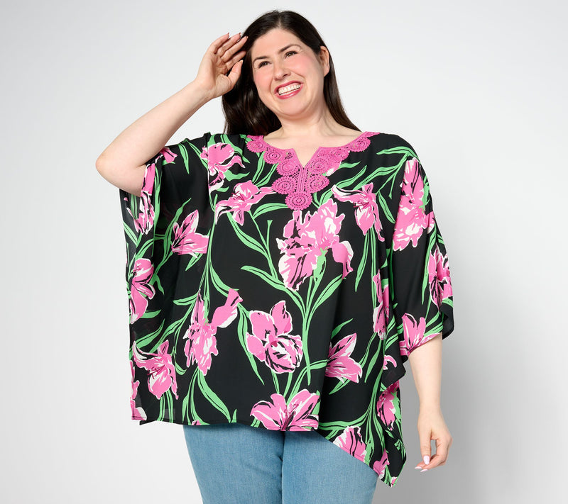 Quacker Factory Iris Beauty and Lace Butterfly Top — View 10