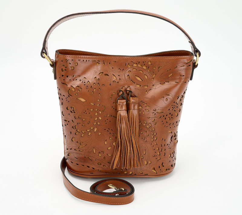 Patricia Nash Floral Cut Out Leather Lynne Bucket Bag — View 4