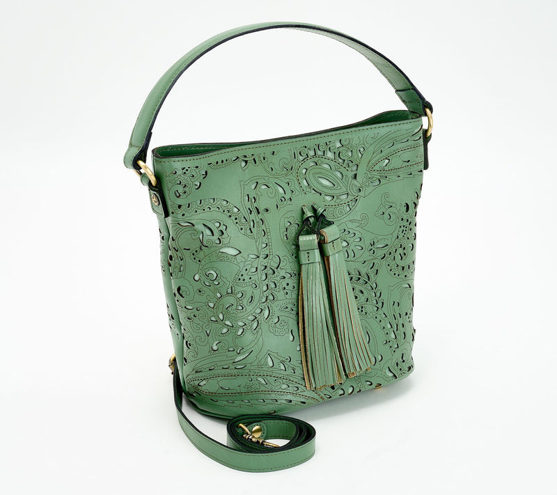 Patricia Nash Floral Cut Out Leather Lynne Bucket Bag — View 15