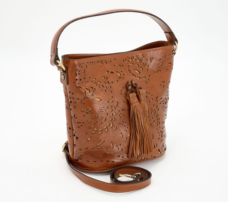 Patricia Nash Floral Cut Out Leather Lynne Bucket Bag — View 16