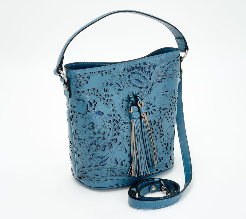 Patricia Nash Floral Cut Out Leather Lynne Bucket Bag — View 17