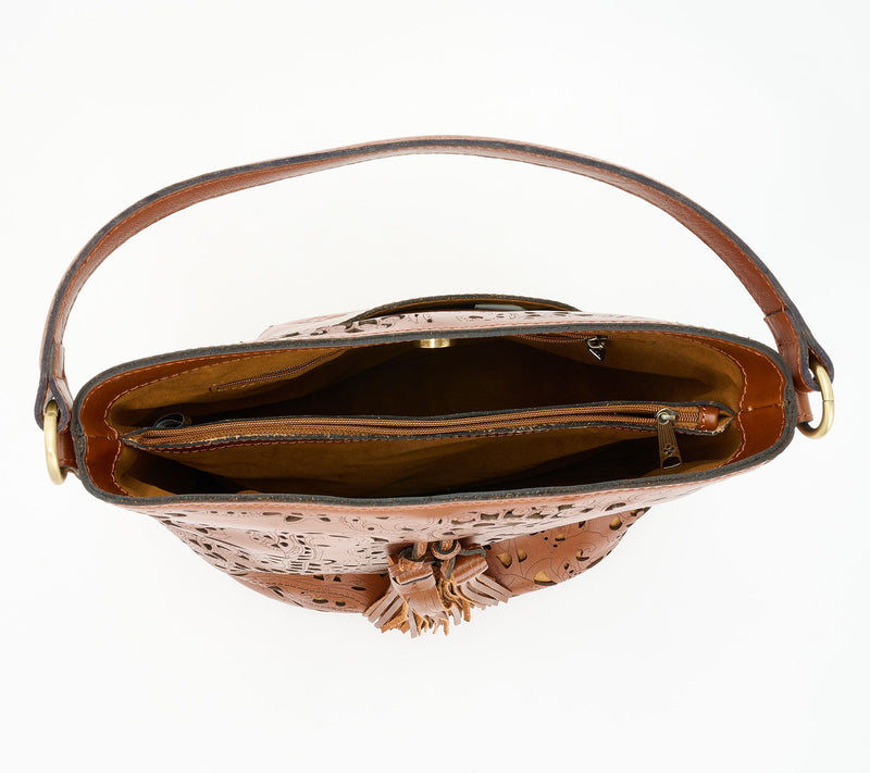 Patricia Nash Floral Cut Out Leather Lynne Bucket Bag — View 8