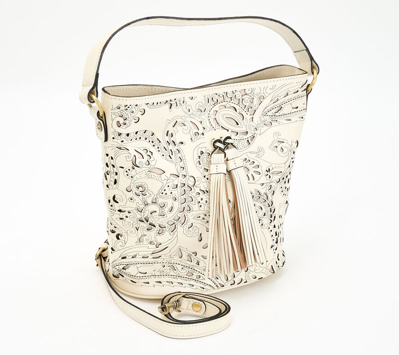 Patricia Nash Floral Cut Out Leather Lynne Bucket Bag — View 19