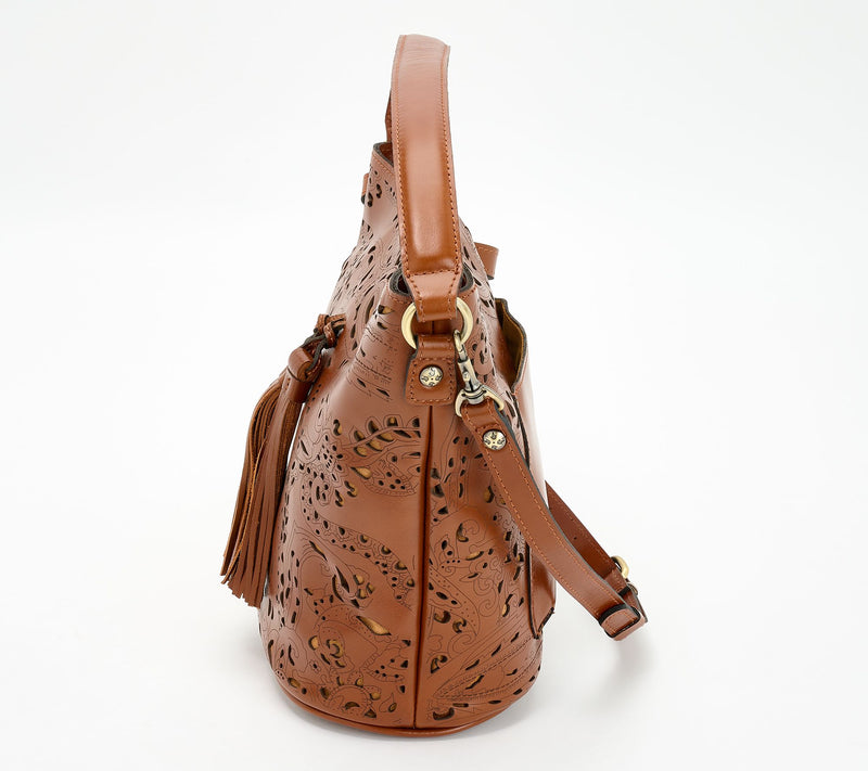 Patricia Nash Floral Cut Out Leather Lynne Bucket Bag — View 5