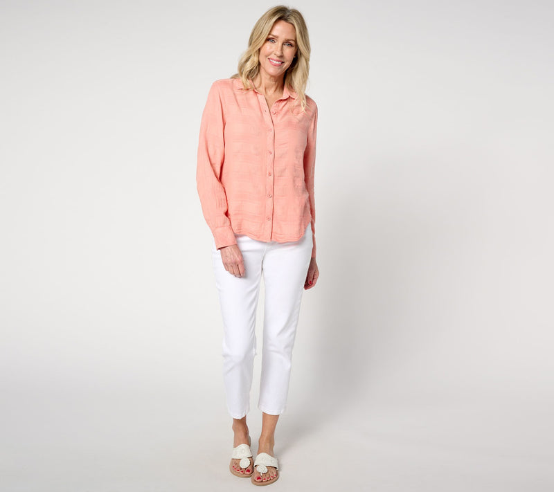 Side Stitch Long Sleeve Button Down Shirt — View 9