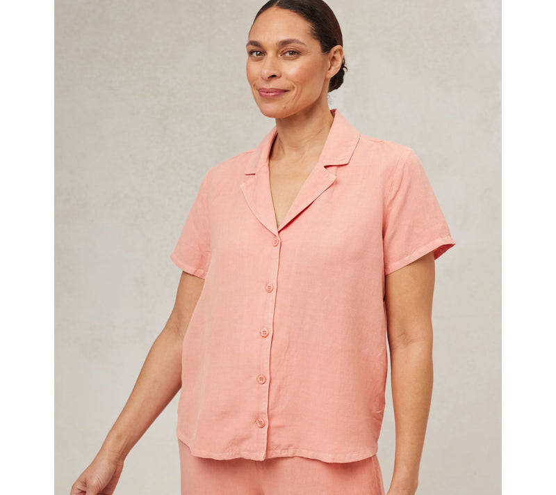 Side Stitch Short-Sleeve Notch Collar Shirt — View 9