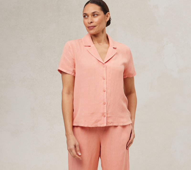 Side Stitch Short-Sleeve Notch Collar Shirt — View 13