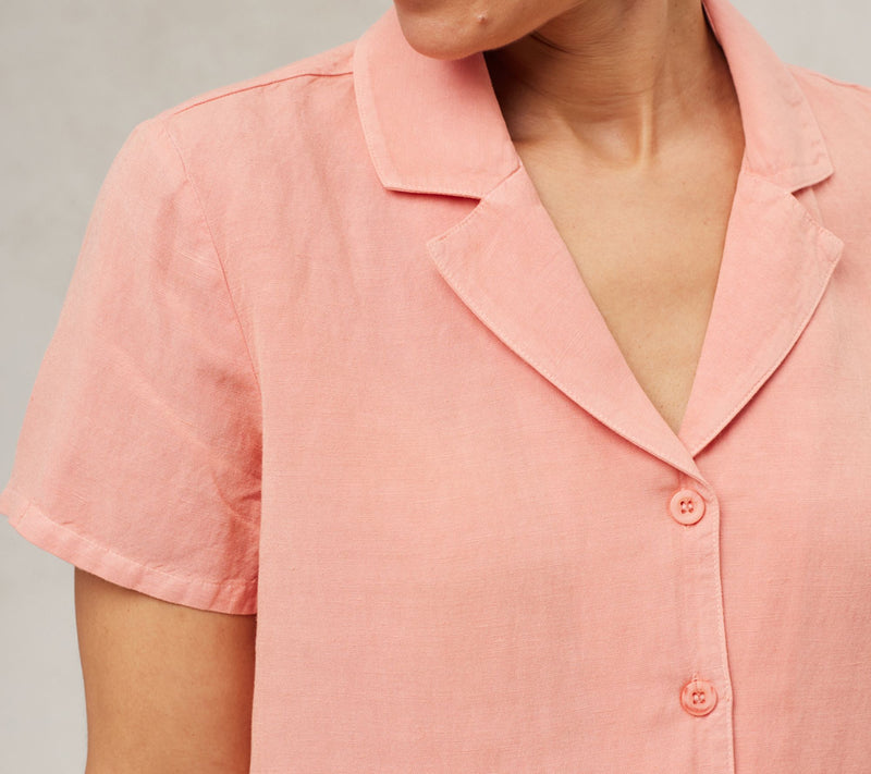 Side Stitch Short-Sleeve Notch Collar Shirt — View 10