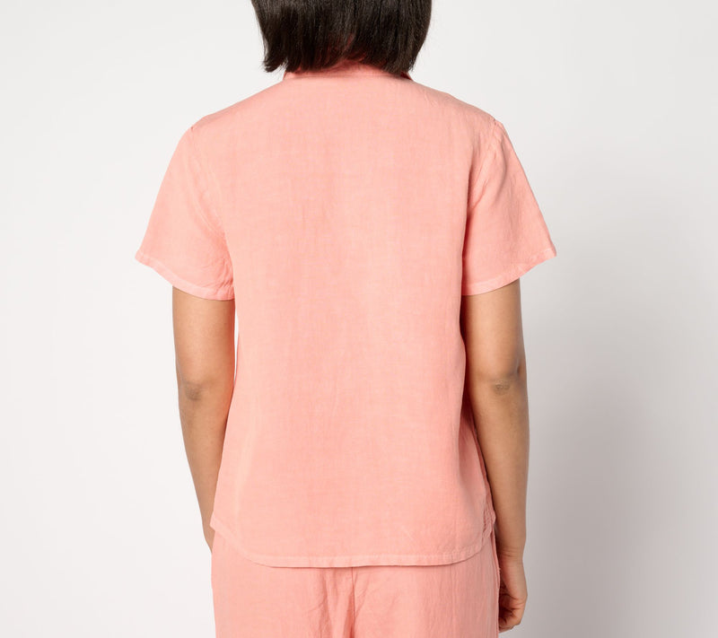 Side Stitch Short-Sleeve Notch Collar Shirt — View 8