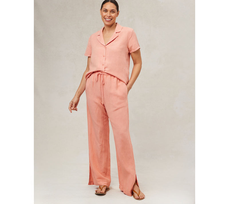 Side Stitch Ruffle Waist Wide-Leg Pant — View 13