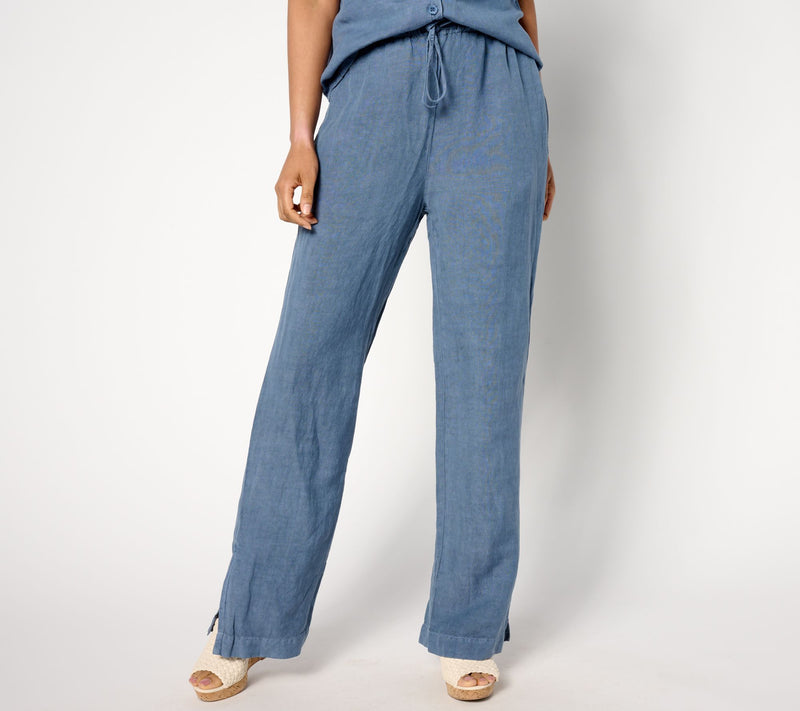Side Stitch Ruffle Waist Wide-Leg Pant — View 3