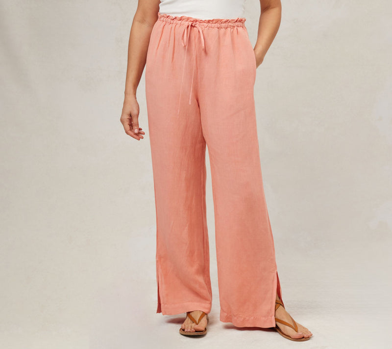 Side Stitch Ruffle Waist Wide-Leg Pant — View 10