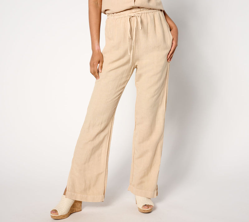 Side Stitch Ruffle Waist Wide-Leg Pant — View 7