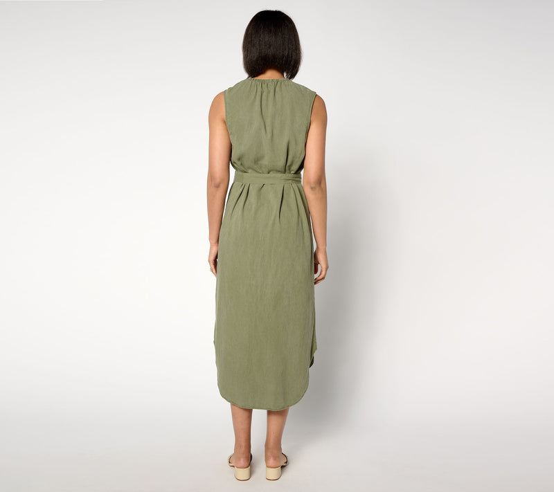 Side Stitch Sleeveless Tie Waist Shirt Dress — View 6