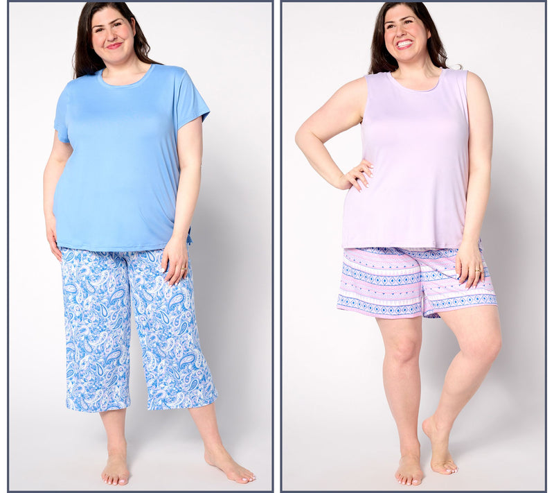 MUK LUKS Tall Cloud Knit Short, Capri, Tee, & Tank PJ Set — View 9