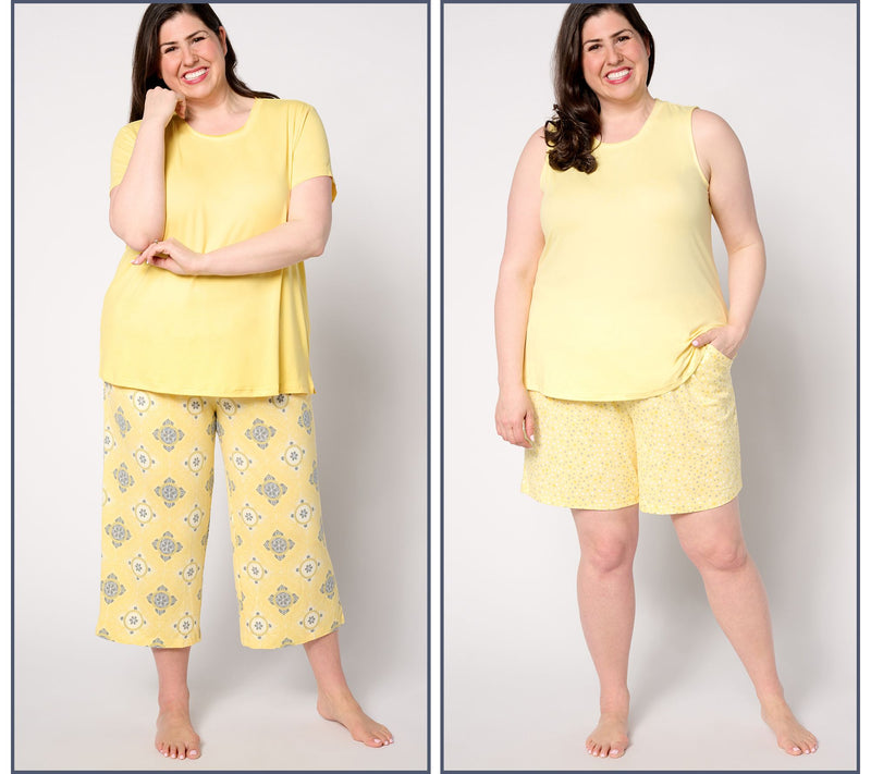 MUK LUKS Tall Cloud Knit Short, Capri, Tee, & Tank PJ Set — View 11