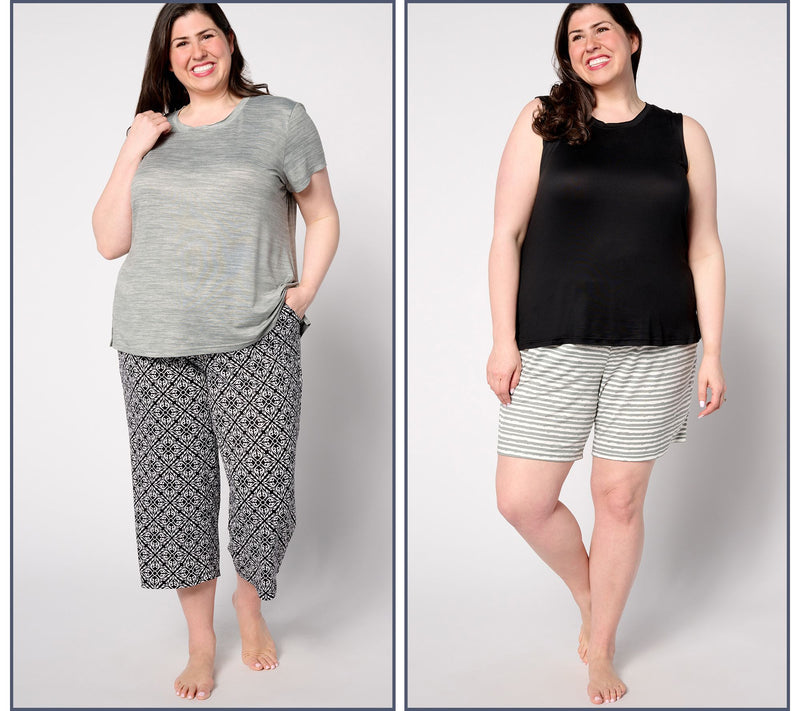 MUK LUKS Tall Cloud Knit Short, Capri, Tee, & Tank PJ Set — View 13