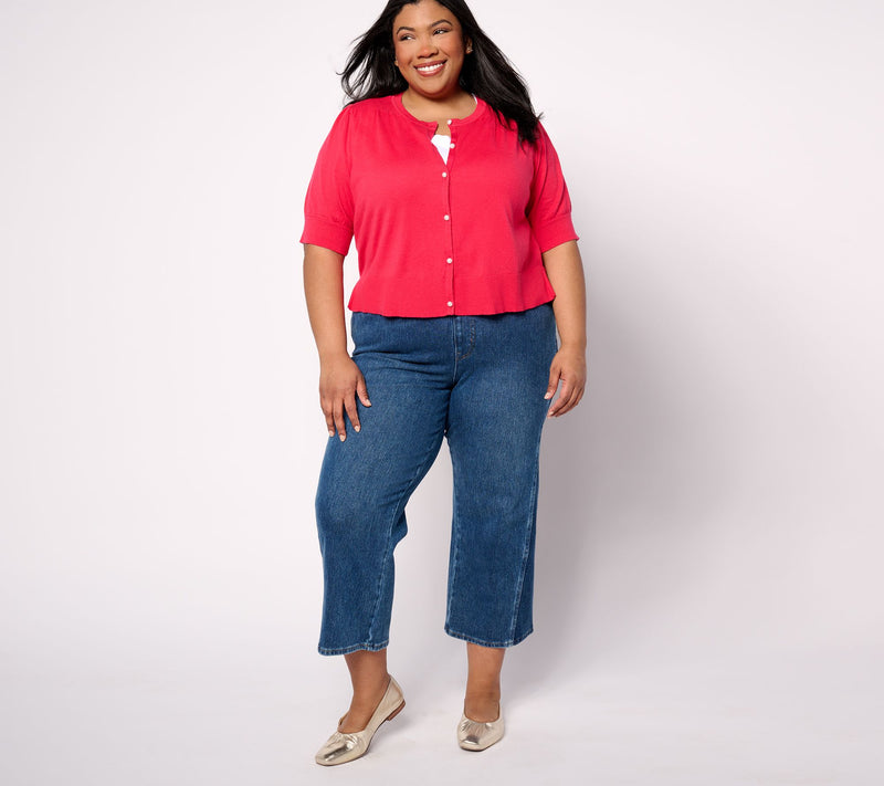 Isaac Mizrahi Live! Always Isaac Silk Blend Elbow Sleeve Cardigan — View 3