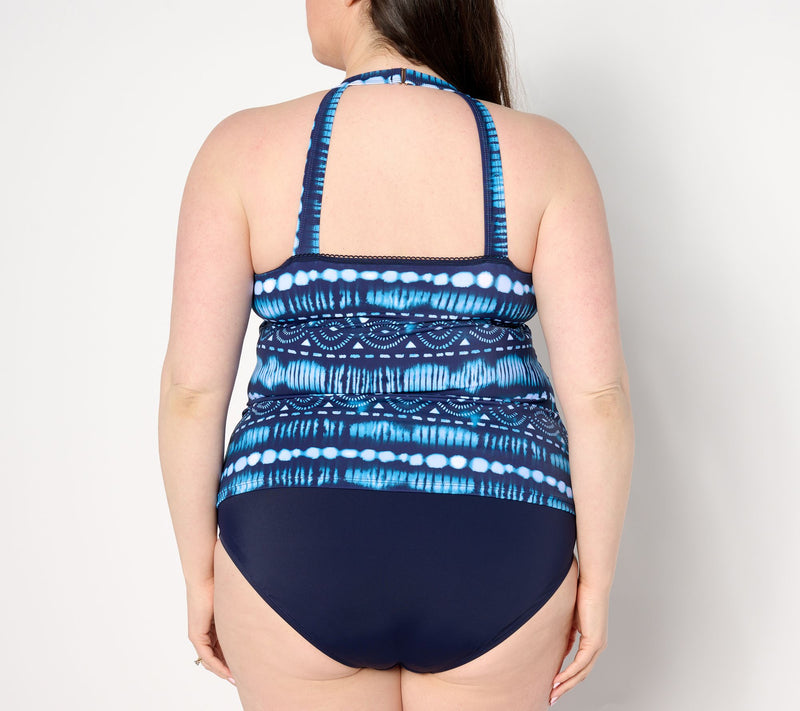 Susan Graver Soleil High Neck Tankini with Novelty Trim — View 8