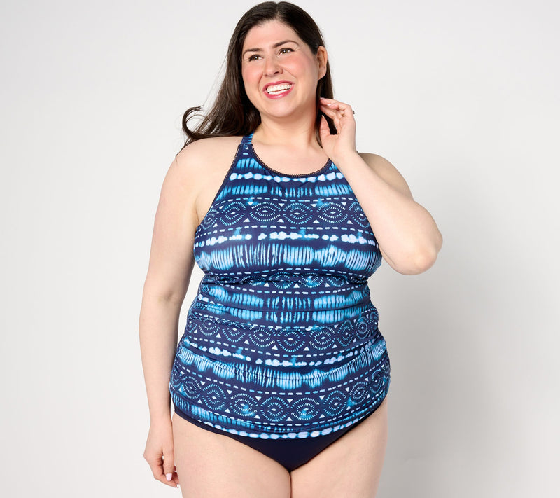 Susan Graver Soleil High Neck Tankini with Novelty Trim — View 7