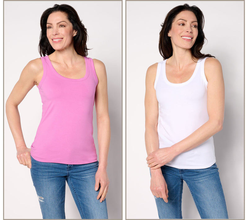 Women with Control Washed Cotton Two Pack Perfect Tanks — View 7