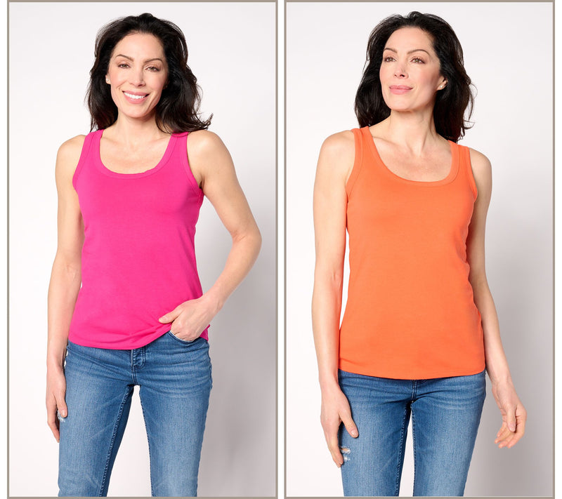 Women with Control Washed Cotton Two Pack Perfect Tanks — Main view