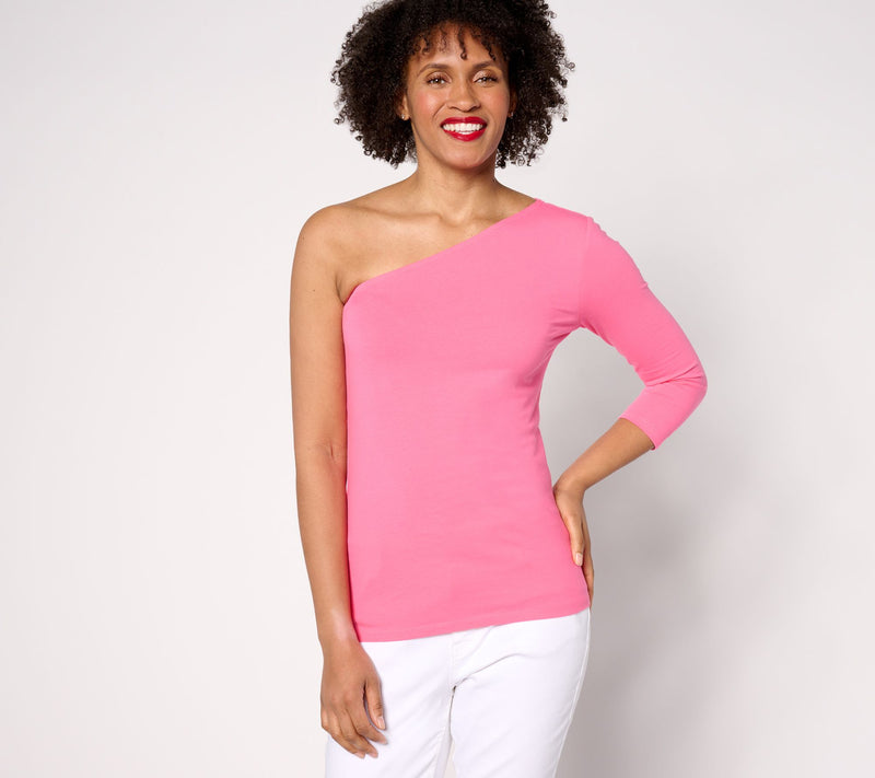 Women with Control Washed Cotton One-Shoulder Top — Main view