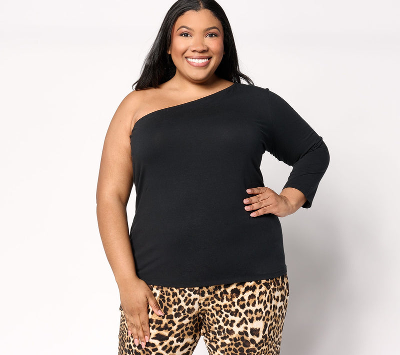 Women with Control Washed Cotton One-Shoulder Top — View 7