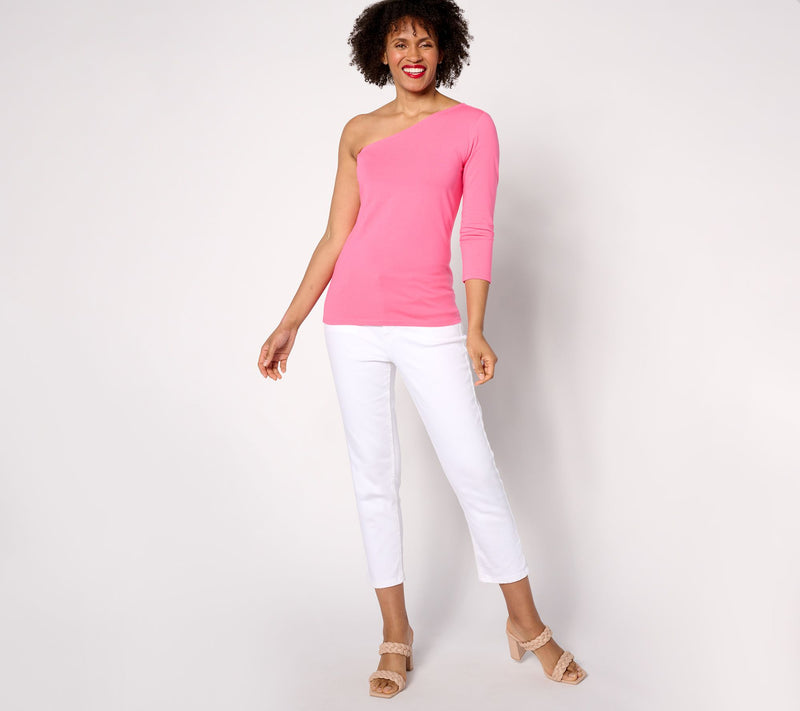 Women with Control Washed Cotton One-Shoulder Top — View 9
