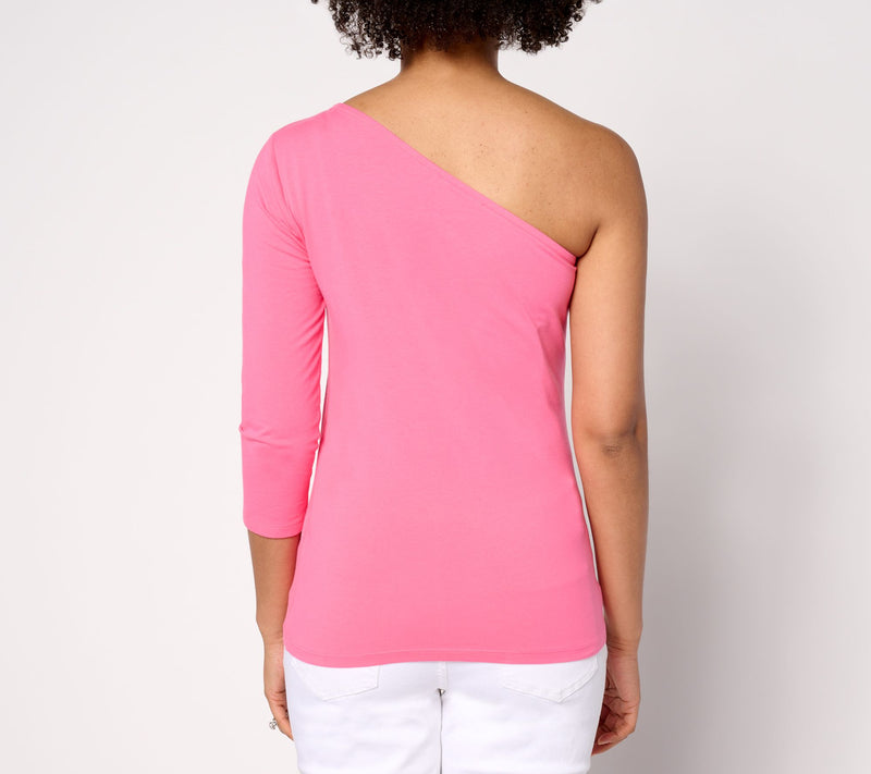 Women with Control Washed Cotton One-Shoulder Top — View 8