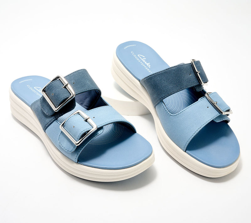 Clarks Cloudsteppers Adjustable Slide Sandals - Drift Buckle — View 7