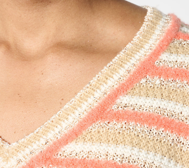 Isaac Mizrahi Live! 3/4 Sleeve Textured Multi Stripe Sweater — View 12